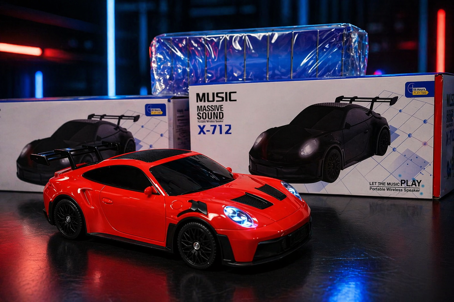 Bocina inalámbrica portátil diseño auto deportivo X-712