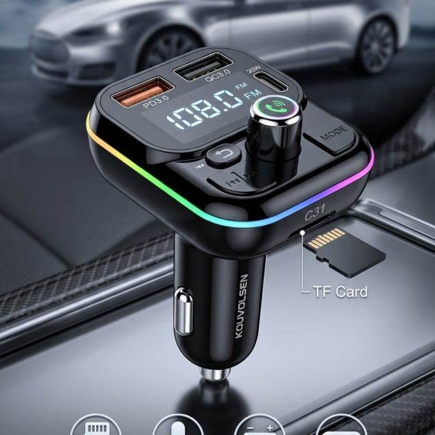 Transmisor FM Bluetooth para automóvil Kouvolsen C31