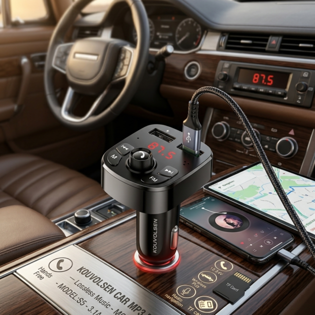 Transmisor FM Bluetooth para automóvil Kouvolsen S5