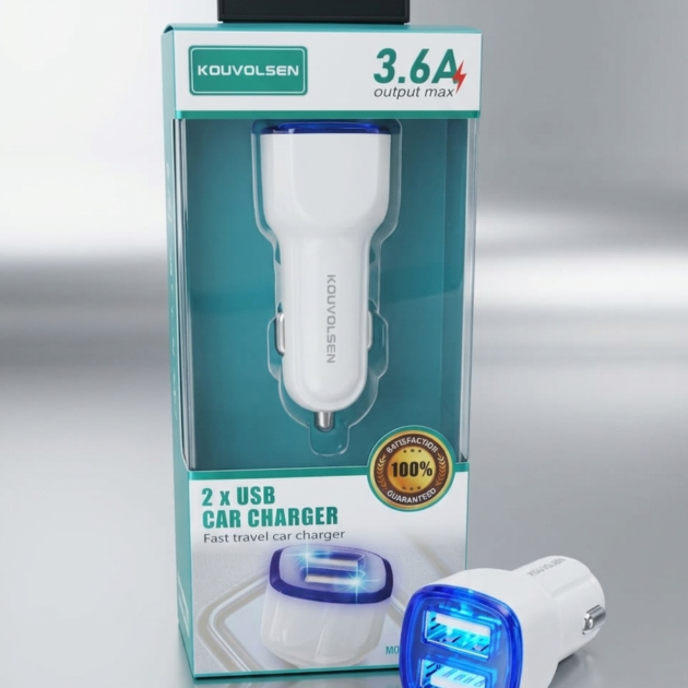 Cargador de coche USB doble Kouvolsen M-0310