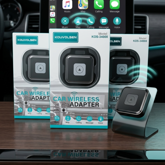 Adaptador inalámbrico Kouvolsen KOS-34008 para Apple CarPlay y Android Auto